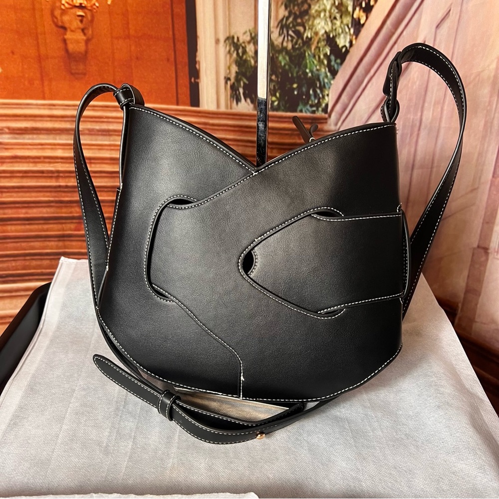 Polene Paris Black Leather Nodde Hobo Shoulder Crossbody Bag, adjustable strap - Picture 8 of 17